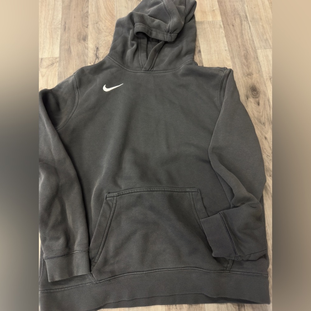 Nike Youth Classic Swoosh Drawstring Hoodie Dark Grey Size XLarge‎ vintage